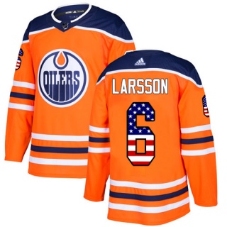 Men's Adam Larsson Edmonton Oilers Adidas USA Flag Fashion Jersey - Authentic Orange
