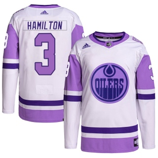 Men's Al Hamilton Edmonton Oilers Adidas Hockey Fights Cancer Primegreen Jersey - Authentic White/Purple