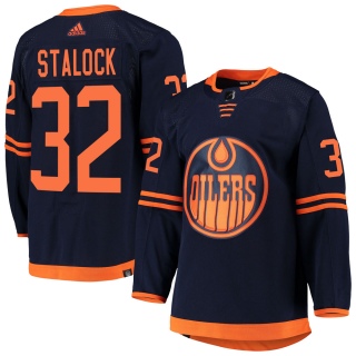 Men's Alex Stalock Edmonton Oilers Adidas Alternate Primegreen Pro Jersey - Authentic Navy