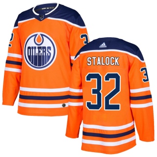 Men's Alex Stalock Edmonton Oilers Adidas r Home Jersey - Authentic Orange