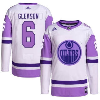 Men's Ben Gleason Edmonton Oilers Adidas Hockey Fights Cancer Primegreen Jersey - Authentic White/Purple
