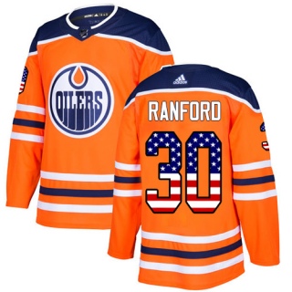 Men's Bill Ranford Edmonton Oilers Adidas USA Flag Fashion Jersey - Authentic Orange