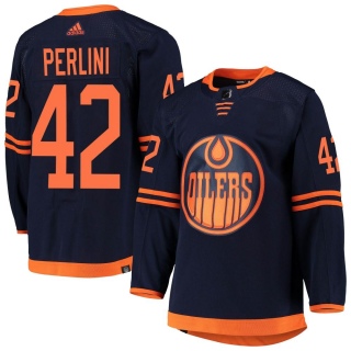 Men's Brendan Perlini Edmonton Oilers Adidas Alternate Primegreen Pro Jersey - Authentic Navy