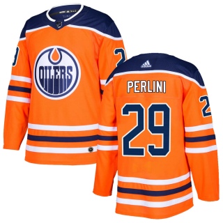Men's Brendan Perlini Edmonton Oilers Adidas r Home Jersey - Authentic Orange