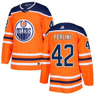 Men's Brendan Perlini Edmonton Oilers Adidas r Home Jersey - Authentic Orange