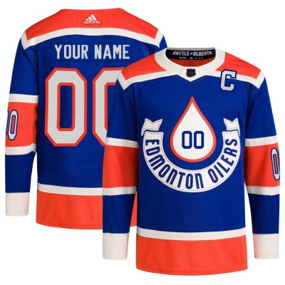 Men's Custom Edmonton Oilers Adidas Custom 2023 Heritage Classic Primegreen Jersey - Authentic Royal