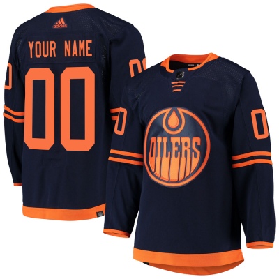 Men's Custom Edmonton Oilers Adidas Custom Alternate Primegreen Pro Jersey - Authentic Navy
