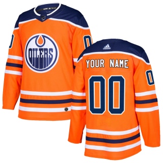 Men's Custom Edmonton Oilers Adidas Custom r Home Jersey - Authentic Orange