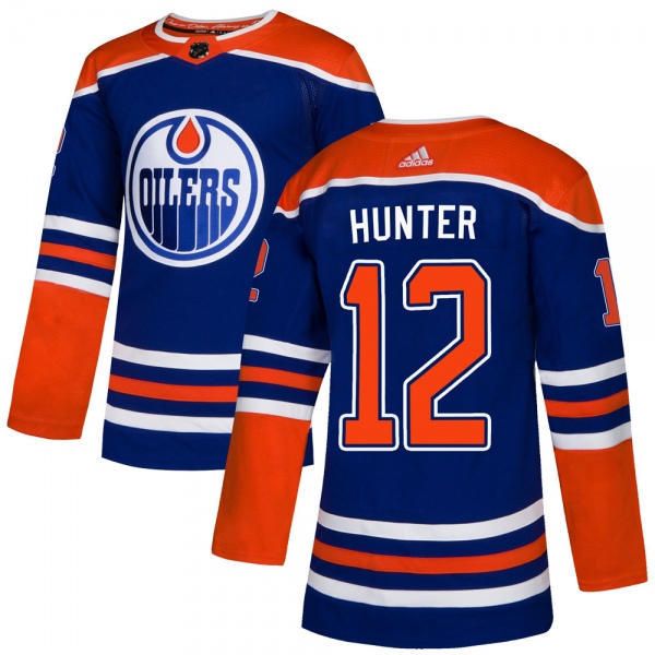 Men's Dave Hunter Edmonton Oilers Adidas Alternate Jersey - Authentic Royal