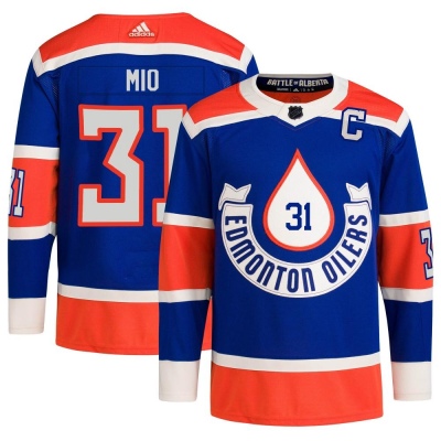 Men's Eddie Mio Edmonton Oilers Adidas 2023 Heritage Classic Primegreen Jersey - Authentic Royal