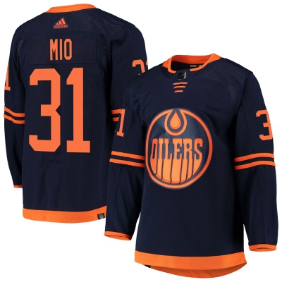 Men's Eddie Mio Edmonton Oilers Adidas Alternate Primegreen Pro Jersey - Authentic Navy