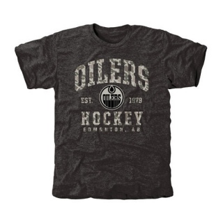 Men's Edmonton Oilers Camo Stack Tri-Blend T-Shirt - Black