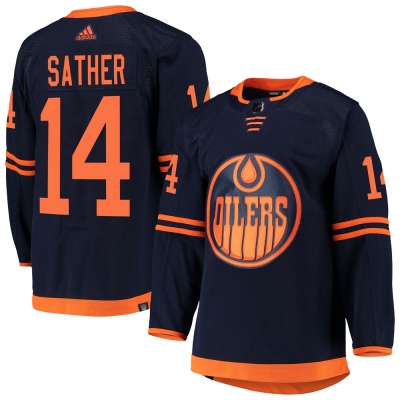 Men's Glen Sather Edmonton Oilers Adidas Alternate Primegreen Pro Jersey - Authentic Navy