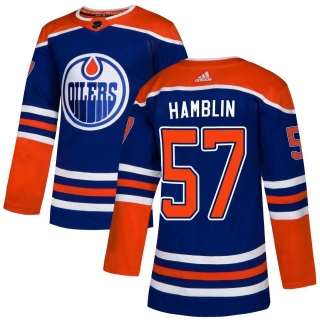 Men's James Hamblin Edmonton Oilers Adidas Alternate Jersey - Authentic Royal