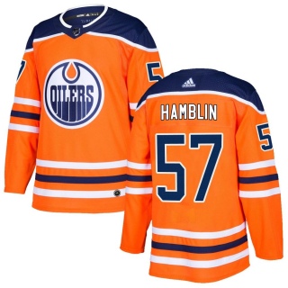 Men's James Hamblin Edmonton Oilers Adidas r Home Jersey - Authentic Orange