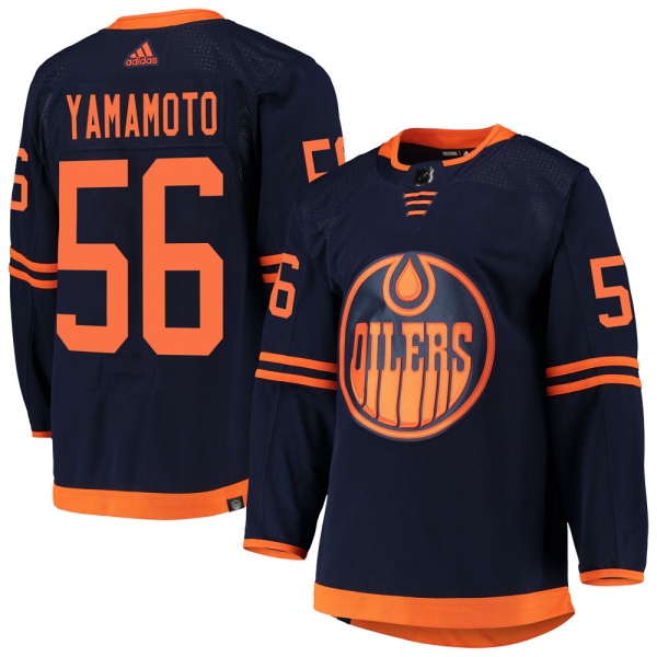 Men's Kailer Yamamoto Edmonton Oilers Adidas Alternate Primegreen Pro Jersey - Authentic Navy