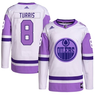 Men's Kyle Turris Edmonton Oilers Adidas Hockey Fights Cancer Primegreen Jersey - Authentic White/Purple
