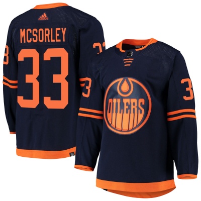 Men's Marty Mcsorley Edmonton Oilers Adidas Alternate Primegreen Pro Jersey - Authentic Navy