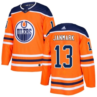 Men's Mattias Janmark Edmonton Oilers Adidas r Home Jersey - Authentic Orange