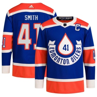 Men's Mike Smith Edmonton Oilers Adidas 2023 Heritage Classic Primegreen Jersey - Authentic Royal