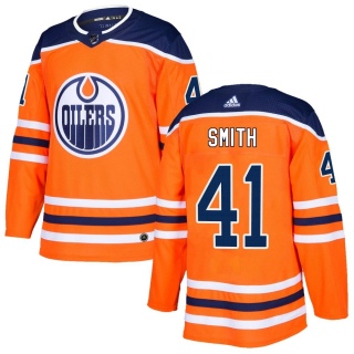 Men's Mike Smith Edmonton Oilers Adidas r Home Jersey - Authentic Orange