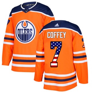 Men's Paul Coffey Edmonton Oilers Adidas USA Flag Fashion Jersey - Authentic Orange