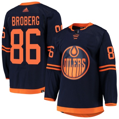 Men's Philip Broberg Edmonton Oilers Adidas Alternate Primegreen Pro Jersey - Authentic Navy