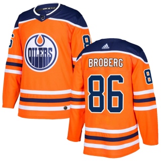 Men's Philip Broberg Edmonton Oilers Adidas r Home Jersey - Authentic Orange