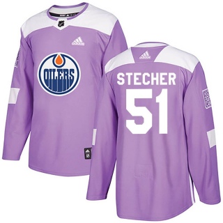 Men's Troy Stecher Edmonton Oilers Adidas Fights Cancer Practice Jersey - Authentic Purple