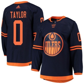 Men's Ty Taylor Edmonton Oilers Adidas Alternate Primegreen Pro Jersey - Authentic Navy
