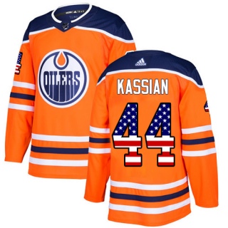 Men's Zack Kassian Edmonton Oilers Adidas USA Flag Fashion Jersey - Authentic Orange