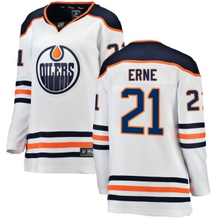 Women's Adam Erne Edmonton Oilers Fanatics Branded Away Jersey - Breakaway White