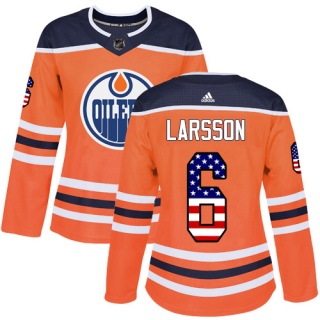 Women's Adam Larsson Edmonton Oilers Adidas USA Flag Fashion Jersey - Authentic Orange