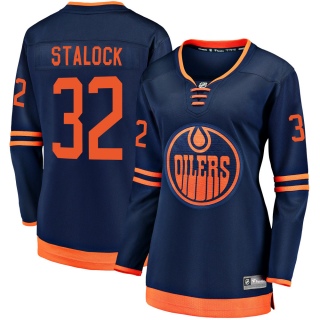 Women's Alex Stalock Edmonton Oilers Fanatics Branded Alternate 2018/19 Jersey - Breakaway Navy
