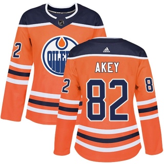 Women's Beau Akey Edmonton Oilers Adidas r Home Jersey - Authentic Orange