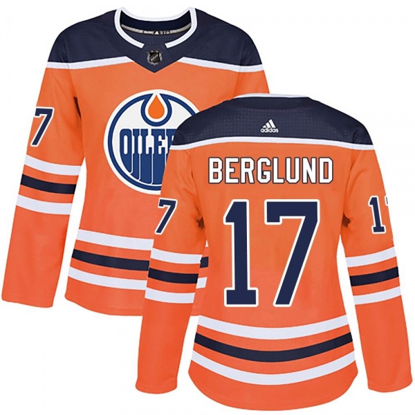 Women's Carl Berglund Edmonton Oilers Adidas r Home Jersey - Authentic Orange