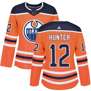 Women's Dave Hunter Edmonton Oilers Adidas r Home Jersey - Authentic Orange