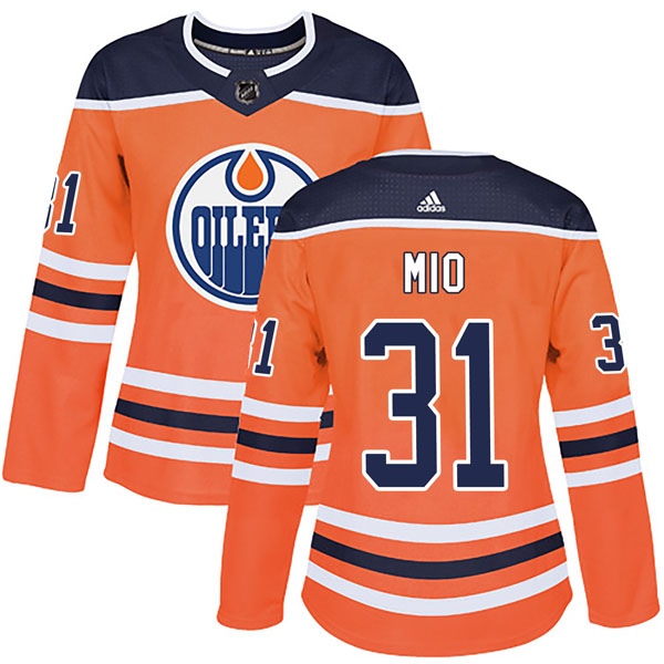 Women's Eddie Mio Edmonton Oilers Adidas r Home Jersey - Authentic Orange