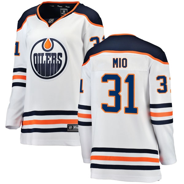 Women's Eddie Mio Edmonton Oilers Fanatics Branded Away Breakaway Jersey - Authentic White