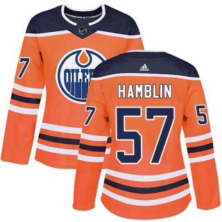 Women's James Hamblin Edmonton Oilers Adidas r Home Jersey - Authentic Orange
