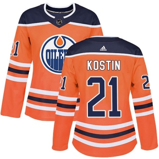 Women's Klim Kostin Edmonton Oilers Adidas r Home Jersey - Authentic Orange
