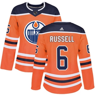 Women's Kris Russell Edmonton Oilers Adidas r Home Jersey - Authentic Orange