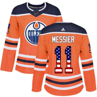 Women's Mark Messier Edmonton Oilers Adidas USA Flag Fashion Jersey - Authentic Orange