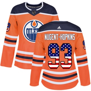 Women's Ryan Nugent-Hopkins Edmonton Oilers Adidas USA Flag Fashion Jersey - Authentic Orange