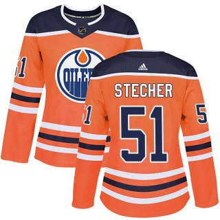 Women's Troy Stecher Edmonton Oilers Adidas r Home Jersey - Authentic Orange