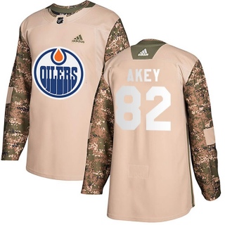Youth Beau Akey Edmonton Oilers Adidas Veterans Day Practice Jersey - Authentic Camo