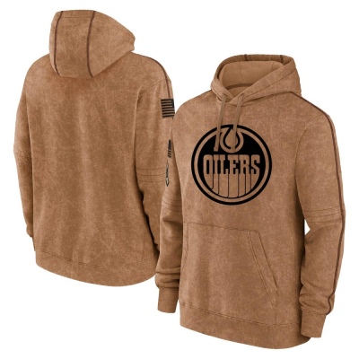 Youth Edmonton Oilers 2023 Salute to Service Club Pullover Hoodie - Brown