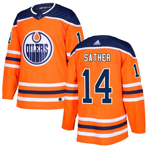 Youth Glen Sather Edmonton Oilers Adidas r Home Jersey - Authentic Orange