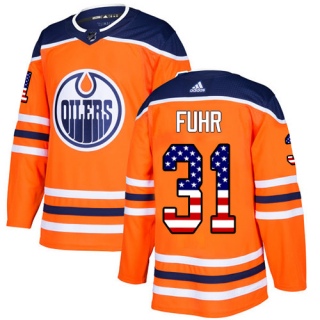 Youth Grant Fuhr Edmonton Oilers Adidas USA Flag Fashion Jersey - Authentic Orange