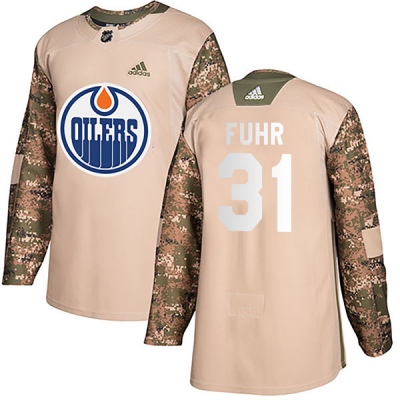 Youth Grant Fuhr Edmonton Oilers Adidas Veterans Day Practice Jersey - Authentic Camo
